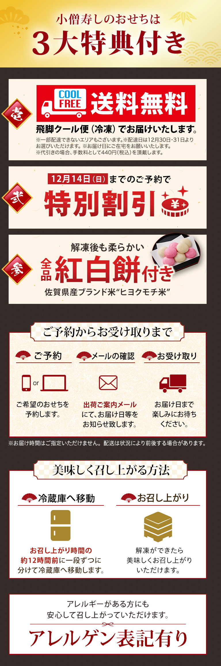 小僧寿しのおせちは3大特典付き